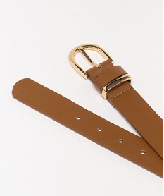 ceinture lisse a boucle et passants en metal dore femme brun ceinturesG974901_2