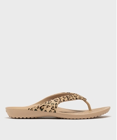 GEMO Tongs Flip à motif léopard femme - Crocs Brun