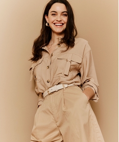 GEMO Ceinture avec perles métalliques femme beige standard