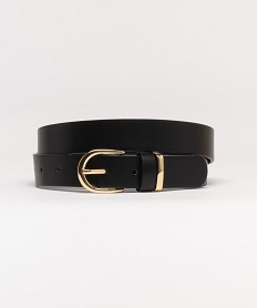 GEMO Ceinture lisse à boucle et passants en métal doré femme noir standard