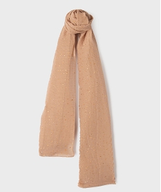 foulard rectangulaire gaufre a pois brillant femme brunG979101_3