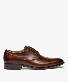 GEMO Derby à bout droit dessus cuir homme - Pierre Cardin Brun