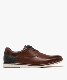 GEMO Derbies sportswear à lacets ronds et jeu de surpiqûres homme marron vif