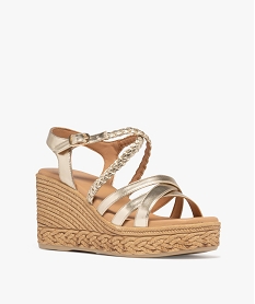 sandales a brides avec semelle plateforme aspect corde femme - valentina baldano dore sandales a talonG983101_2