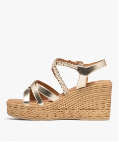 sandales a brides avec semelle plateforme aspect corde femme - valentina baldano dore sandales a talonG983101_3