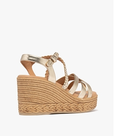 sandales a brides avec semelle plateforme aspect corde femme - valentina baldano dore sandales a talonG983101_4