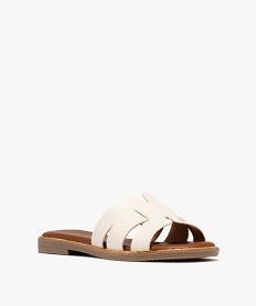 mules femme plates dessus larges brides unies beigeG983301_2