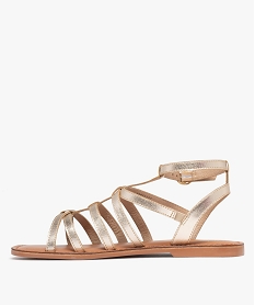 sandales plates avec brides en cuir metallise femme dore sandales plates et nu-piedsG984301_3