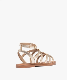 sandales plates avec brides en cuir metallise femme dore sandales plates et nu-piedsG984301_4