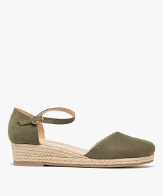 GEMO Chaussures en suédine à talon compensé en corde femme kaki standard