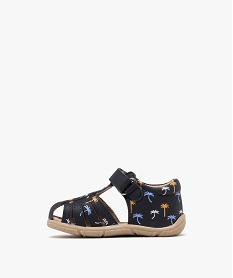 sandales en cuir avec bride a scratch et bout ferme bebe garcon - alma bleuG987701_3