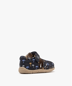 sandales en cuir avec bride a scratch et bout ferme bebe garcon - alma bleuG987701_4