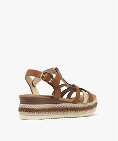 sandales a semelle plateforme crantee et brides brillantes femme marron standard sandales a talonG989501_4