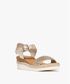 sandales a talon compense et large bride tressee beige chine sandales a talonG991001_2