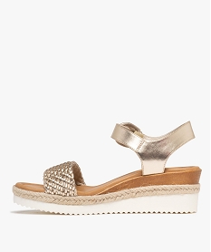 sandales a talon compense et large bride tressee beige chine sandales a talonG991001_3