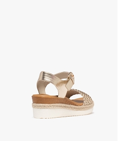 sandales a talon compense et large bride tressee beige chine sandales a talonG991001_4