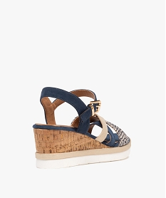 sandales a talon compensee en suedine et paillettes femme bleu standard sandales a talonG991501_4
