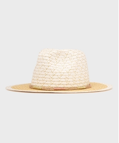 chapeau en paille de papier incruste de fil metallise femme beigeG992301_3