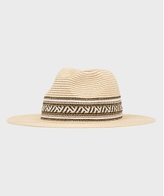 chapeau en paille de papier avec bandes tressees femme beigeG992501_3