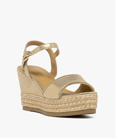 sandales a talon compense en corde brillantes femme dore sandales a talonG993501_2