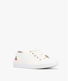 tennis en toile a semelle fine et bout couvert femme - le temps des cerises blancH001301_2