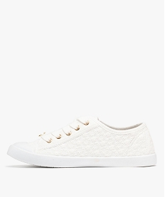 tennis en toile a semelle fine et bout couvert femme - le temps des cerises blancH001301_3