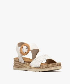 sandales a talon compense et bride a scratch femme blanc standard sandales a talonH001501_2