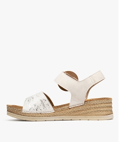 sandales a talon compense et bride a scratch femme blanc standard sandales a talonH001501_3