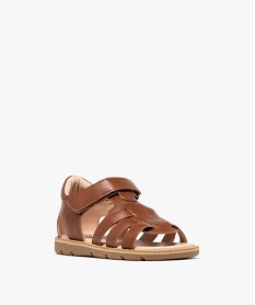 sandales a brides entrecroisees fermeture scratch garcon - buggy marron standardH002301_2