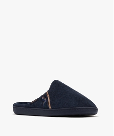 chaussons homme mules en velours ras - isotoner bleuH003301_2
