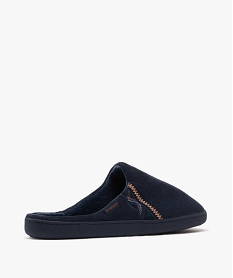 chaussons homme mules en velours ras - isotoner bleuH003301_4