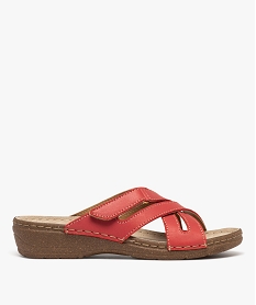 GEMO Mules confort à brides croisées scratch et talon compensé femme rouge standard
