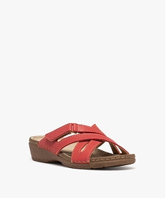 mules confort a brides croisees scratch et talon compense femme rouge standard mules et sabotsH004101_2
