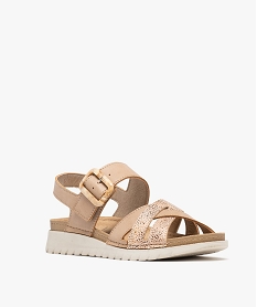 sandales a talon compense sport et larges brides femme beige sandales plates et nu-piedsH004301_2