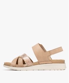 sandales a talon compense sport et larges brides femme beige sandales plates et nu-piedsH004301_3