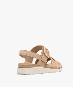 sandales a talon compense sport et larges brides femme beige sandales plates et nu-piedsH004301_4