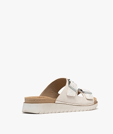 mules a talon compense brides pailletees et semelle interieure cuir femme blanc standard sandales plates et nu-piedsH004501_4