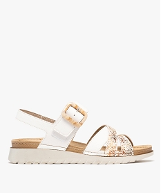 GEMO Sandales à talon compensé sport et larges brides femme blanc standard