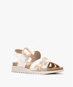 sandales a talon compense sport et larges brides femme blanc standard sandales plates et nu-piedsH004901_2