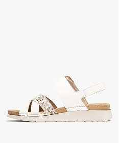 sandales a talon compense sport et larges brides femme blanc standard sandales plates et nu-piedsH004901_3
