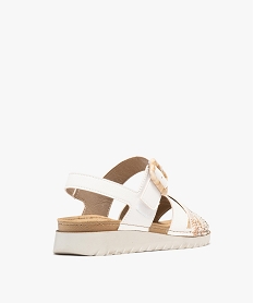 sandales a talon compense sport et larges brides femme blanc standard sandales plates et nu-piedsH004901_4