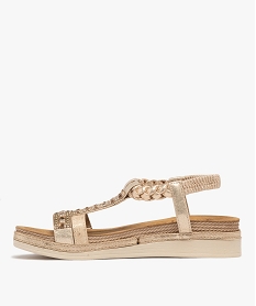 sandales a semelle epaisse brides metallisees et strass femme dore sandales plates et nu-piedsH005101_3