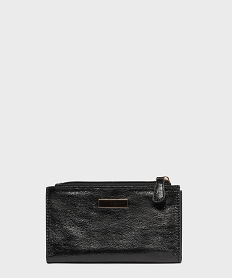 GEMO Portefeuille compact verni avec détail métallique femme noir standard