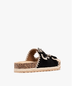 mules a plateforme et brides en suedine brodee femme noir standard sandales plates et nu-piedsH007801_4