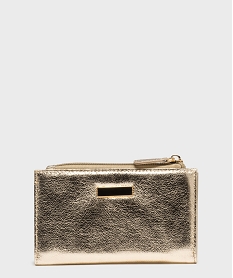 GEMO Portefeuille compact verni avec détail métallique femme dore