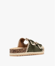 mules a plateforme et brides en suedine brodee femme vert standard sandales plates et nu-piedsH009401_4
