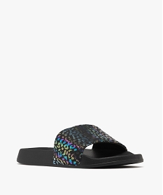mules piscine a bride moussee et imprimee leopard irise femme noir tongsH013401_2