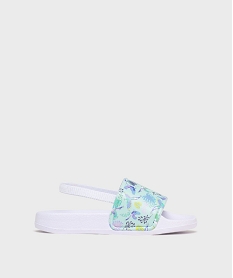 GEMO Mules de piscine avec bride cheville élastique et bandeau imprimé fille Bleu