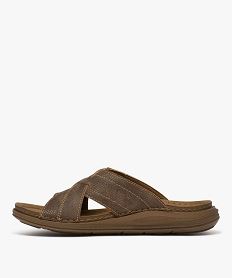 mules confort a larges brides croisees et semelle interieure cuir homme brunH021601_3