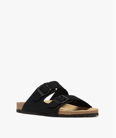 sandales mules 2 brides en toile homme - schott noir standardH021801_2
